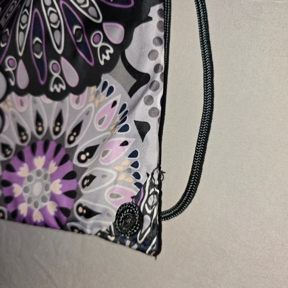 Vera Bradley Drawstring Backpack OS Purple Floral Mandala Cinch Sack Bag travel